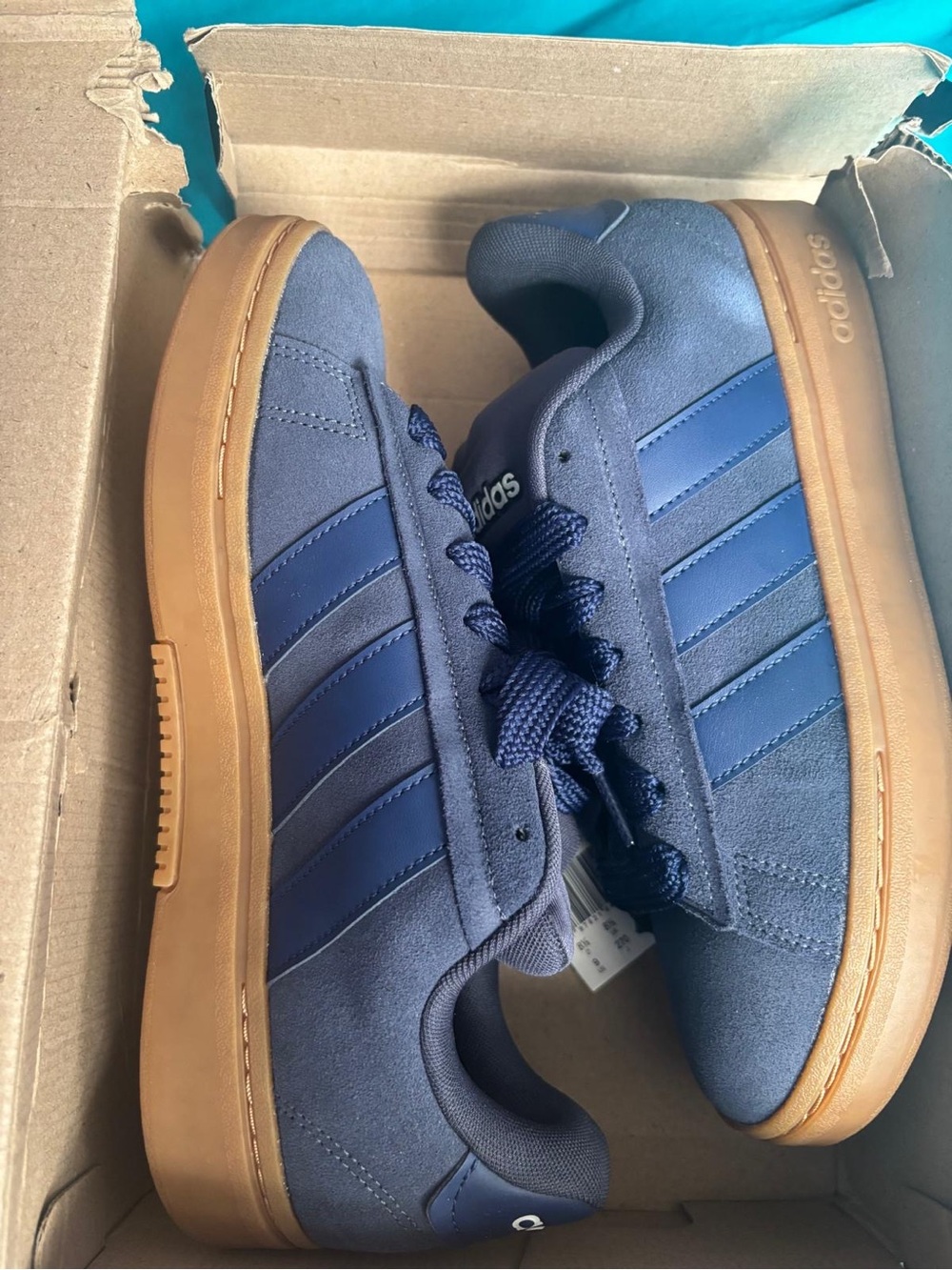 adidas Navy Blue Suede Sneakers with Gum Sole